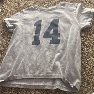 Gray women’s T-Shirt with Blue Number